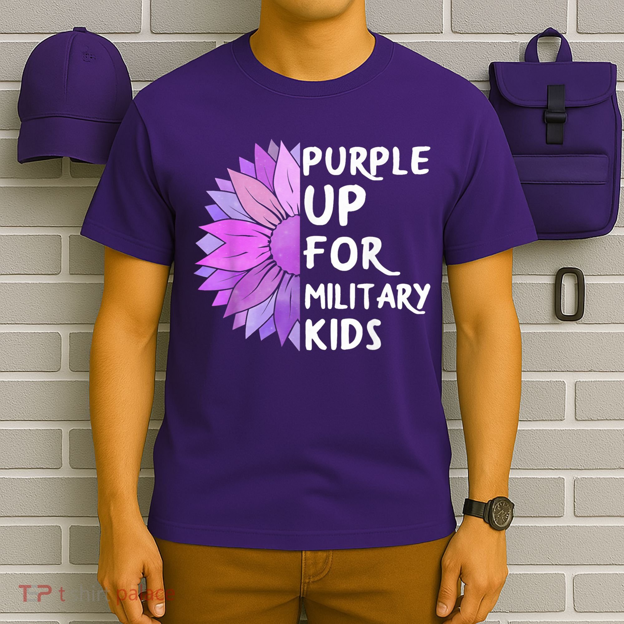 Purple Up Military Child Sunflower Military Brats Month T-Shirt