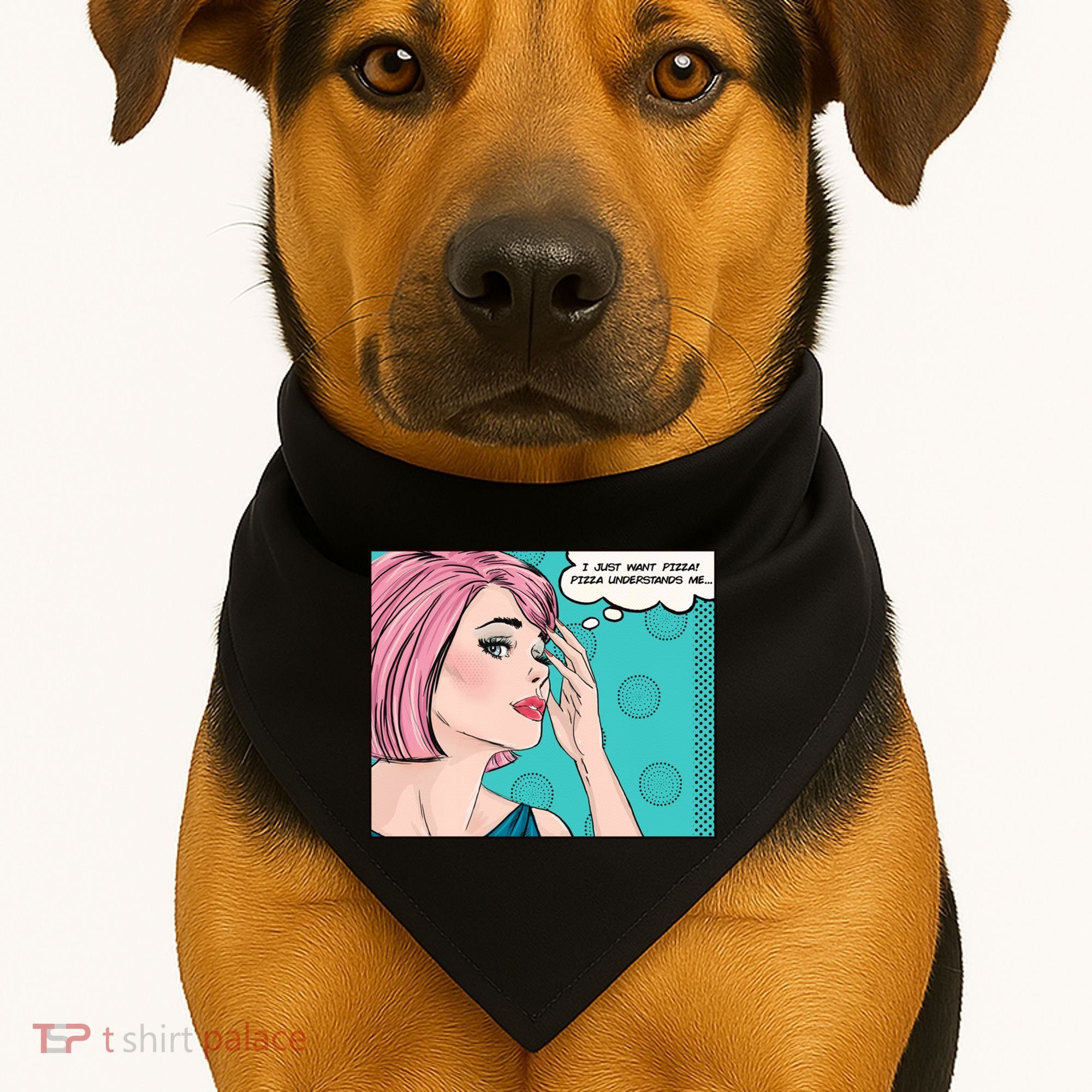 Pizza Understands Me Comic Gift USA-Made Doggie Bandana
