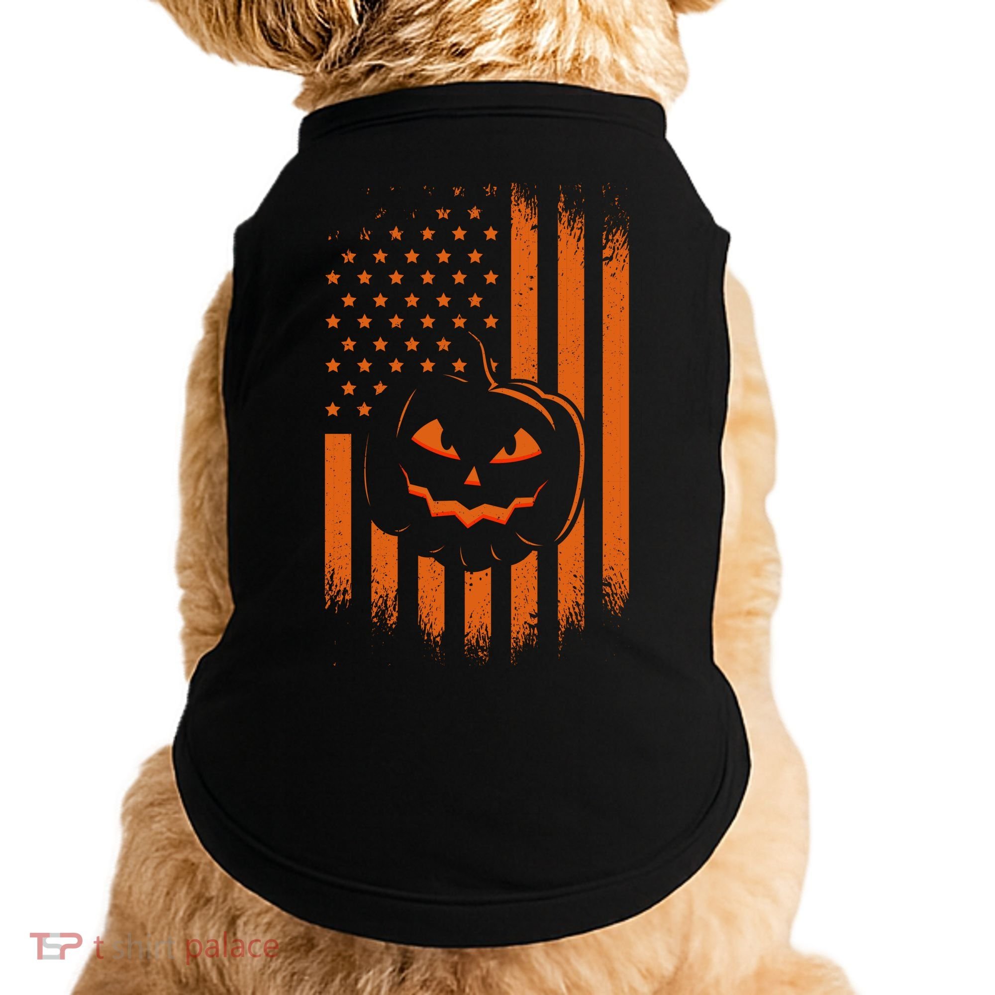 Pumpkin America Halloween Flag Doggie Tank