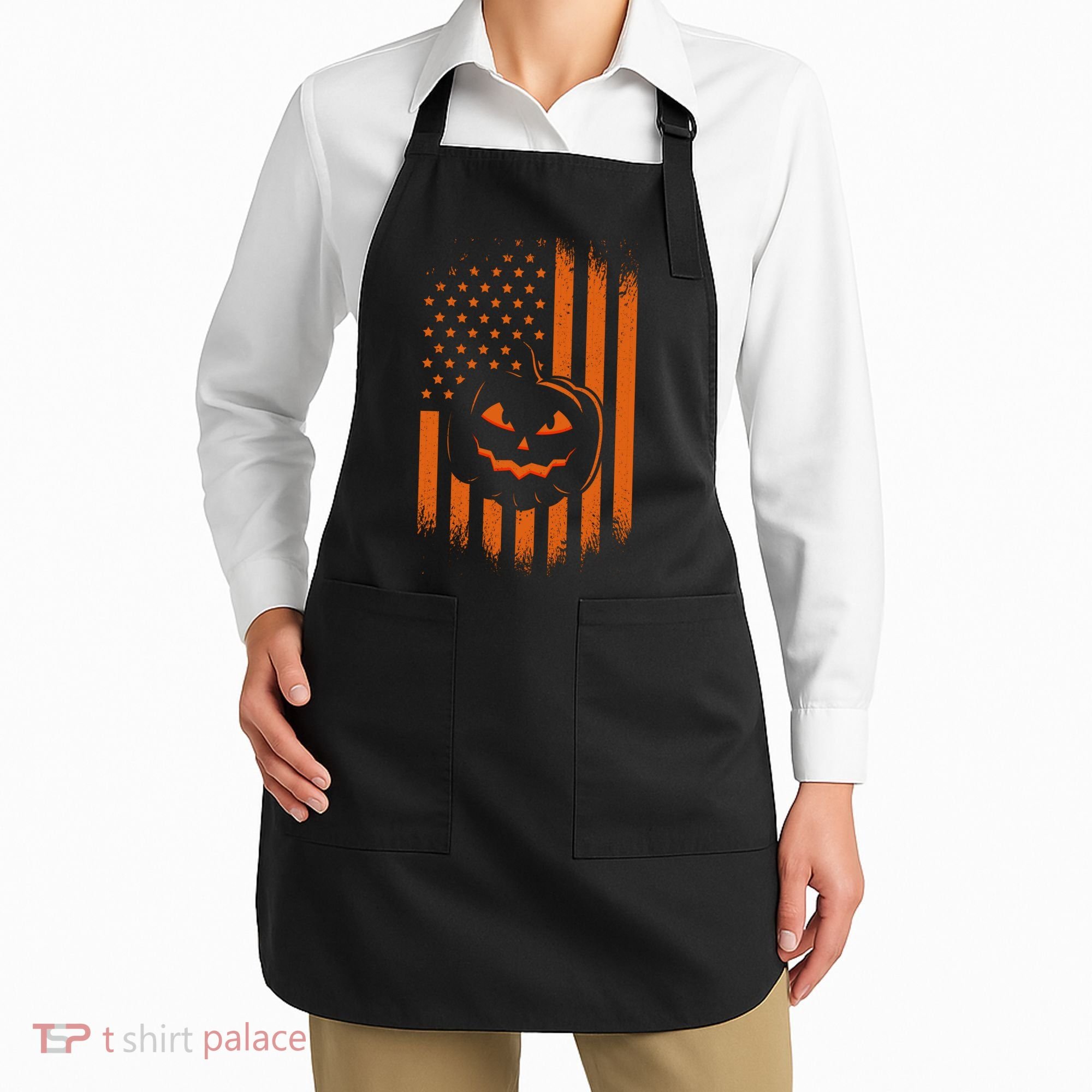 Pumpkin America Halloween Flag Apron