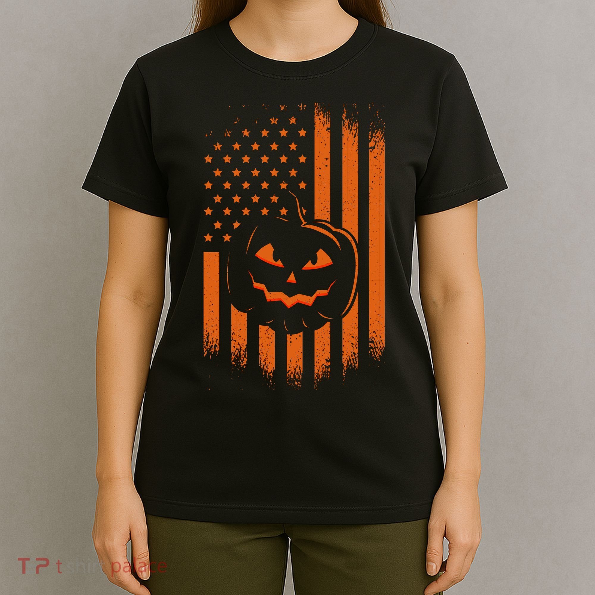 Pumpkin America Halloween Flag T-Shirt