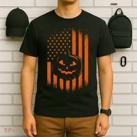 Pumpkin America Halloween Flag T-Shirt thumb 6