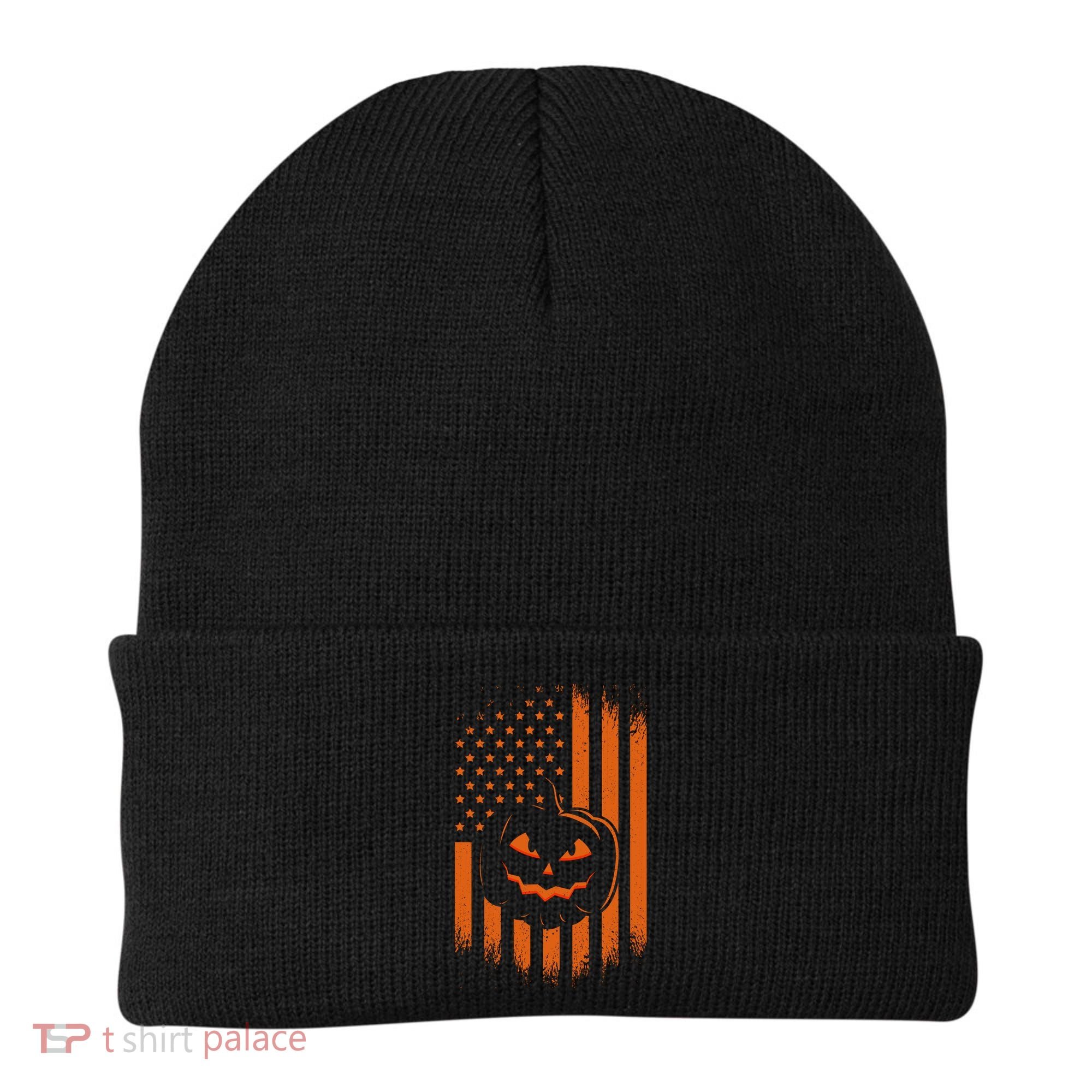 Pumpkin America Halloween Flag Beanie