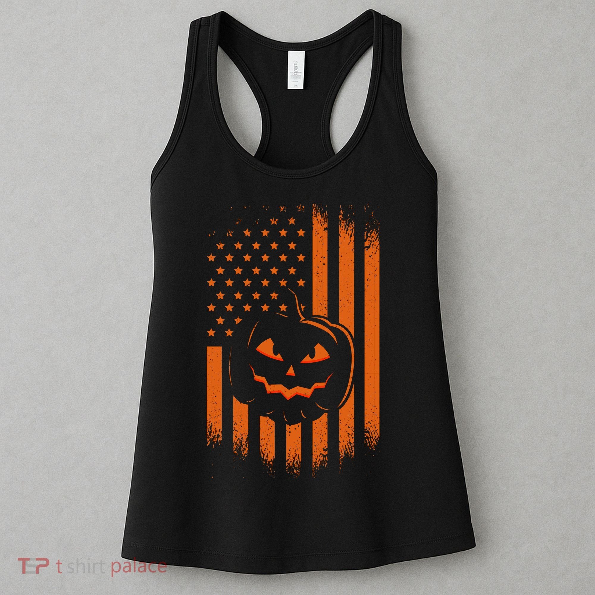 Pumpkin America Halloween Flag Women's Tank Top