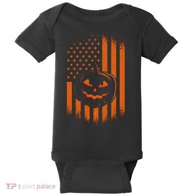 Pumpkin America Halloween Flag Baby Bodysuit