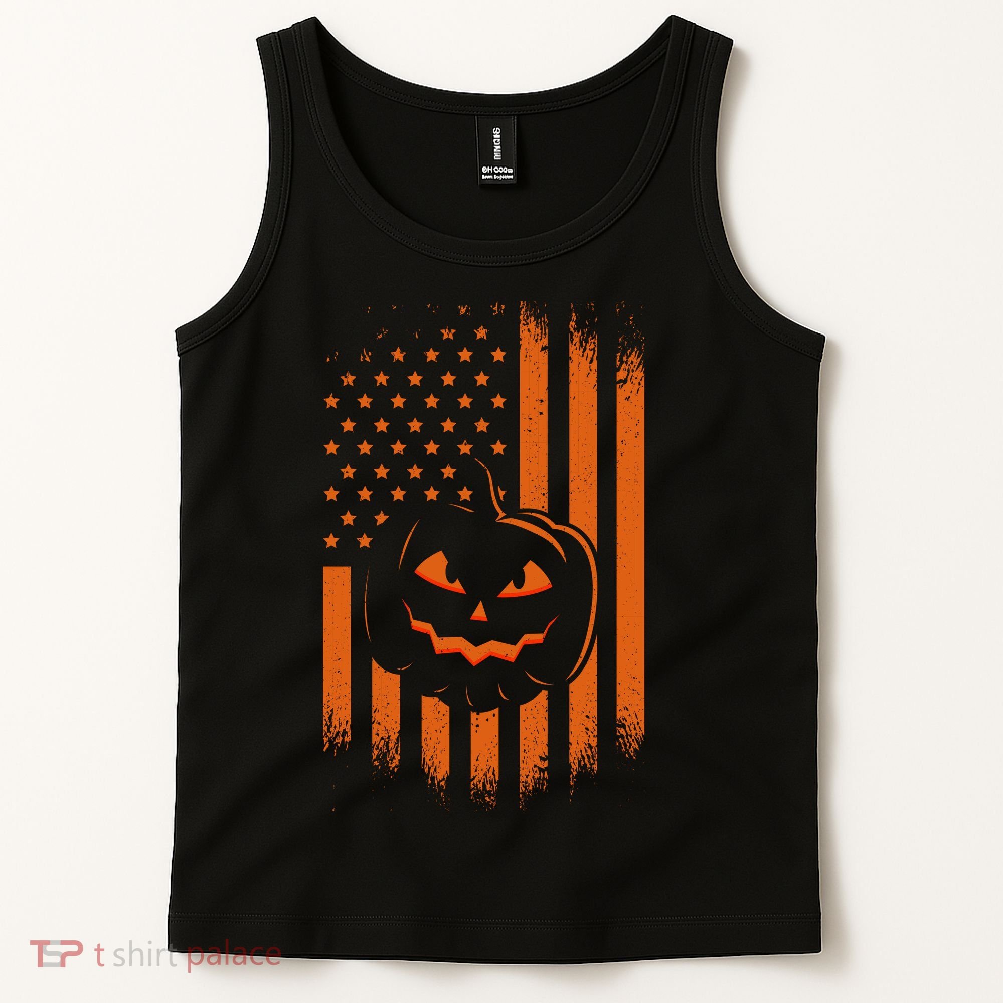 Pumpkin America Halloween Flag Tank Top