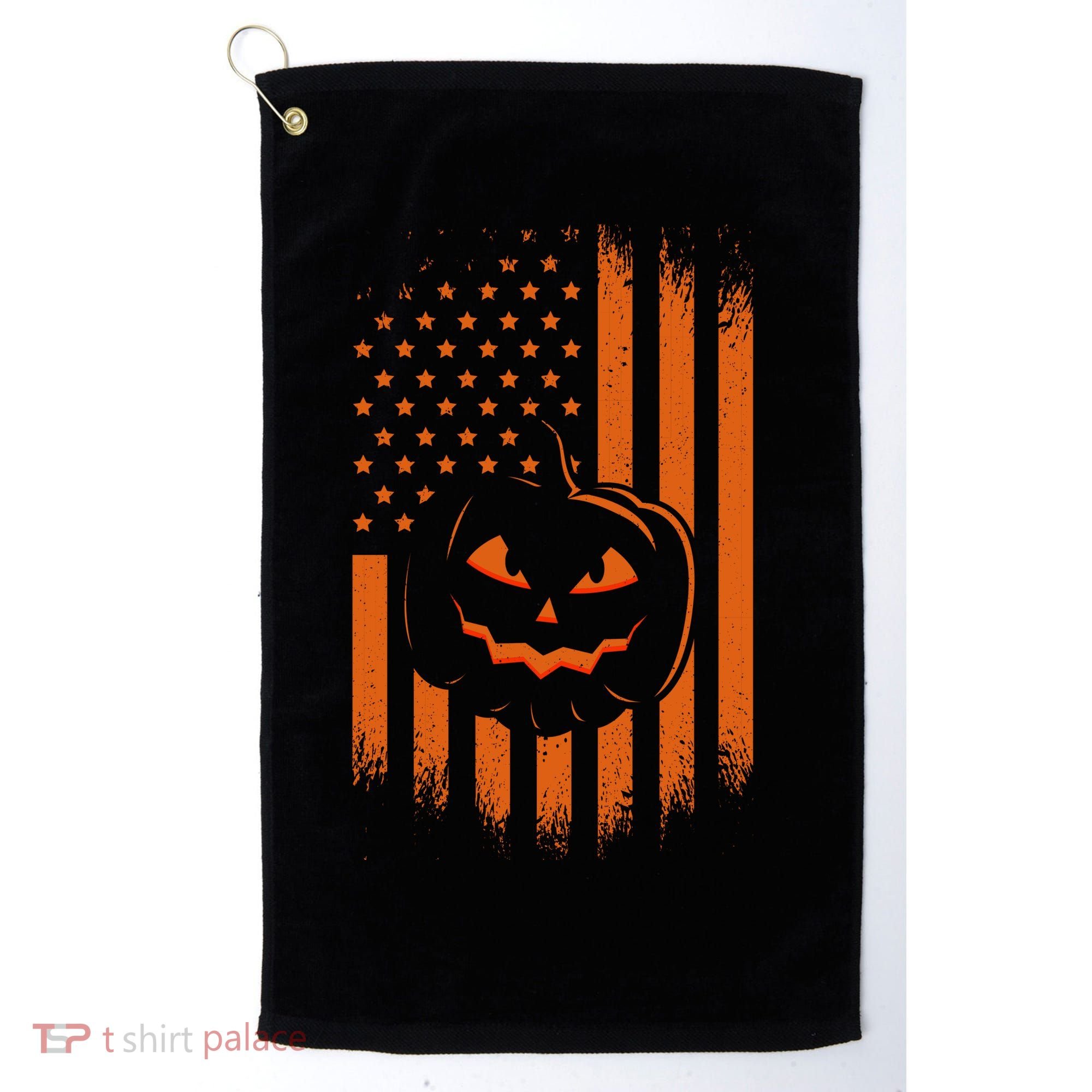 Pumpkin America Halloween Flag Golf Towel