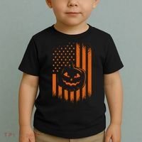 Pumpkin America Halloween Flag Toddler T-Shirt thumb 2