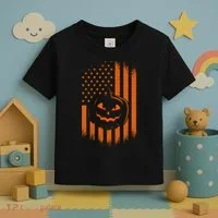 Pumpkin America Halloween Flag Toddler T-Shirt thumb 3
