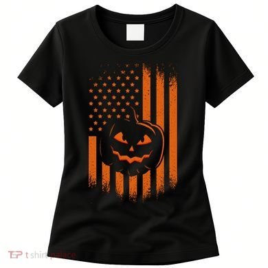 Pumpkin America Halloween Flag Women's T-Shirt
