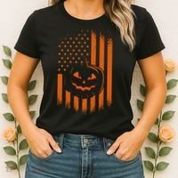 Pumpkin America Halloween Flag Women's T-Shirt thumb 2