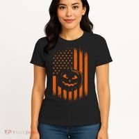 Pumpkin America Halloween Flag Women's T-Shirt thumb 4