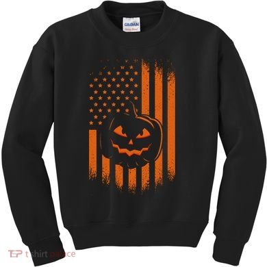 Pumpkin America Halloween Flag Kids Sweatshirt