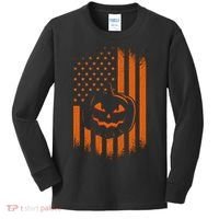 Pumpkin America Halloween Flag Kids Long Sleeve Shirt thumb 0