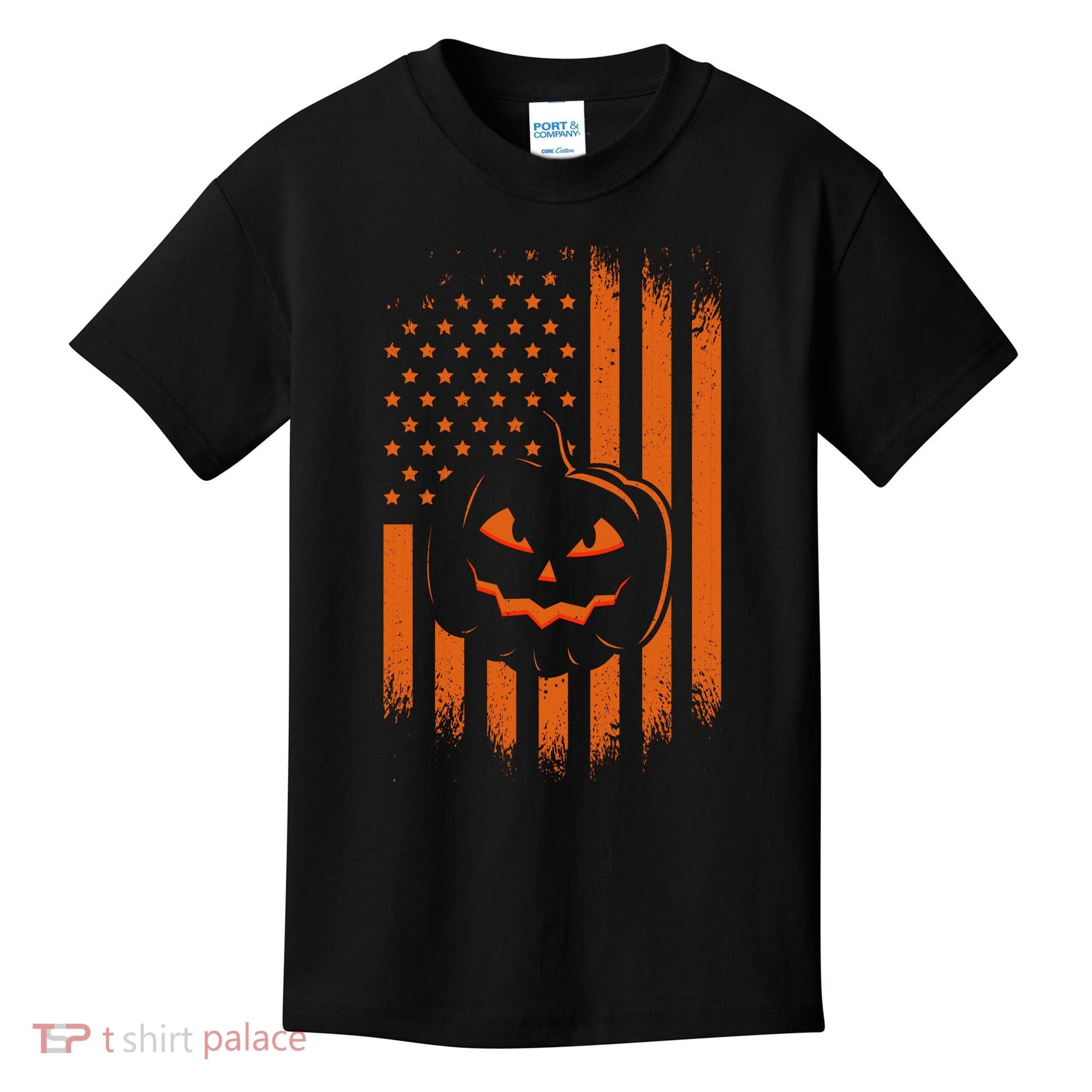 Pumpkin America Halloween Flag Kids T-Shirt