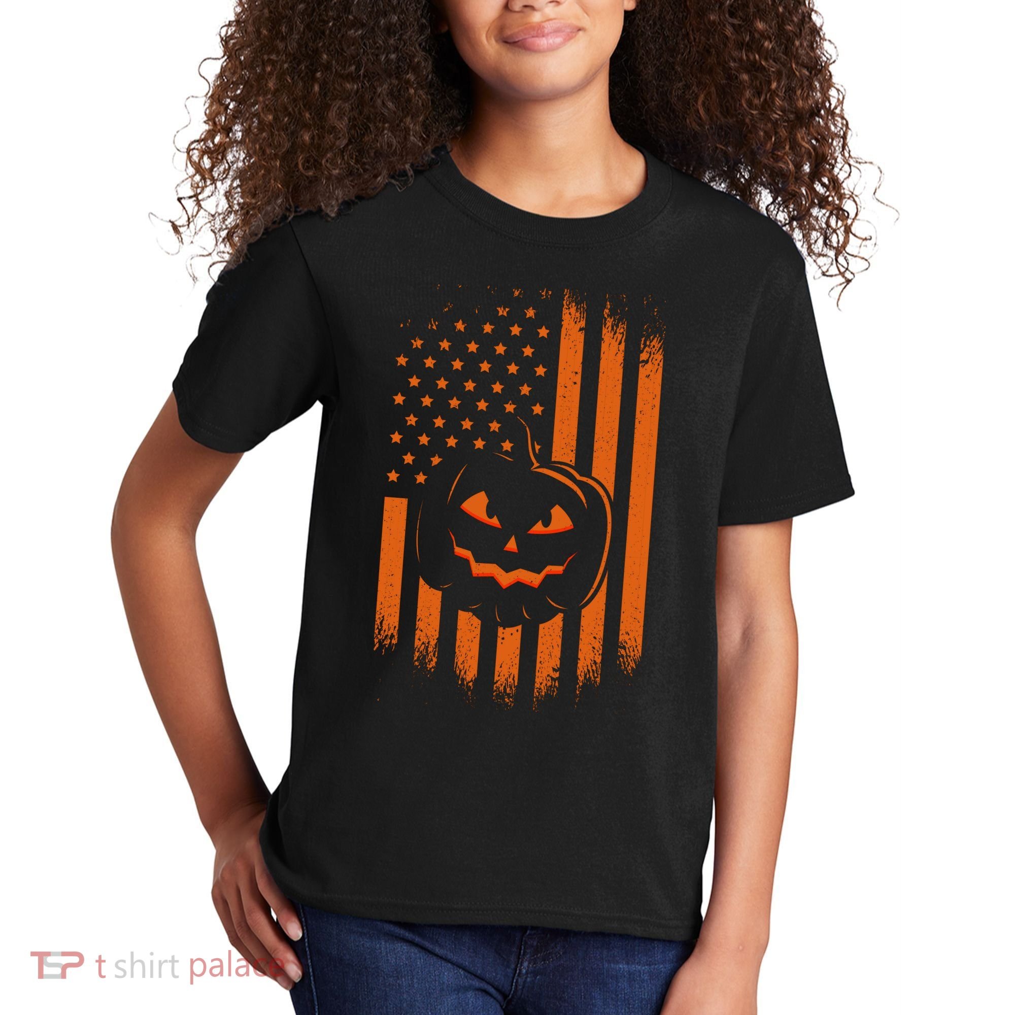 Pumpkin America Halloween Flag Kids T-Shirt
