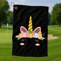 Pumpkin Autumn Fall Unicorn Cute Golf Towel thumb 1