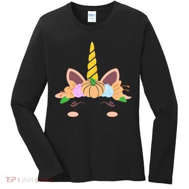 Pumpkin Autumn Fall Unicorn Cute Women's Long Sleeve Shirt