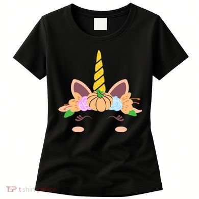 Pumpkin Autumn Fall Unicorn Cute Women's T-Shirt