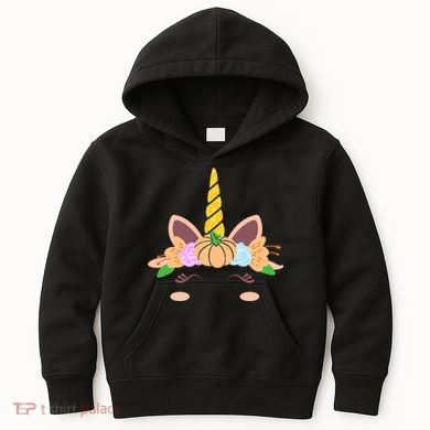 Pumpkin Autumn Fall Unicorn Cute Kids Hoodie