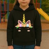 Pumpkin Autumn Fall Unicorn Cute Kids Hoodie thumb 3