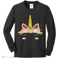 Pumpkin Autumn Fall Unicorn Cute Kids Long Sleeve Shirt thumb 0