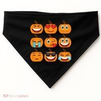 Pumpkin Emojis  USA-Made Doggie Bandana thumb 0