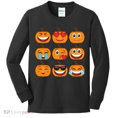 Pumpkin Emojis  Kids Long Sleeve Shirt