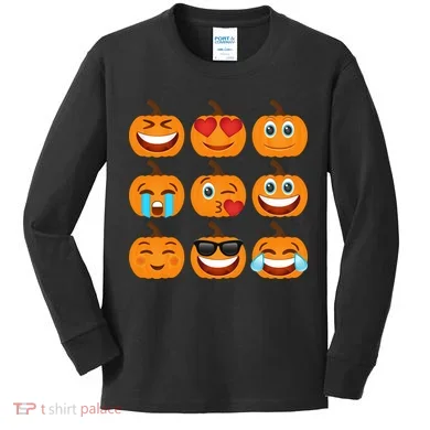Pumpkin Emojis Kids Long Sleeve Shirt
