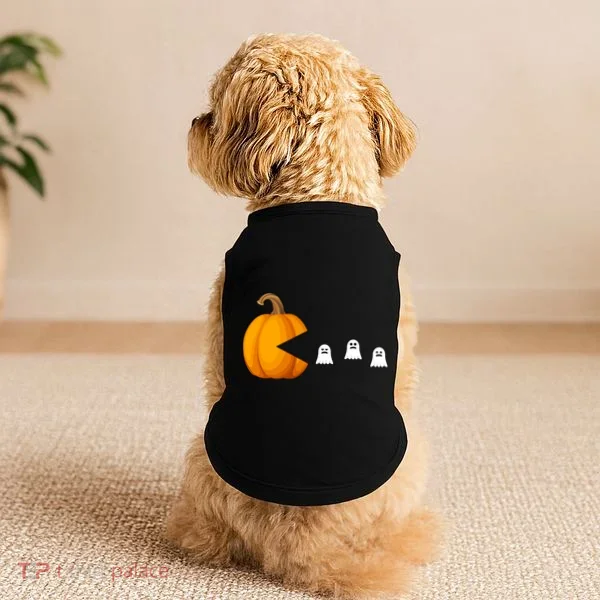 Pumpkin Ghosts Retro Pic Elated Doggie Tank