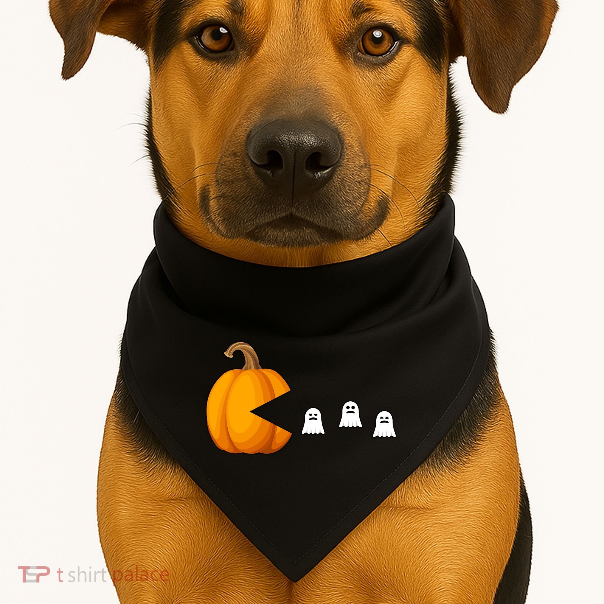 Pumpkin Ghosts Retro Pic Elated USA-Made Doggie Bandana