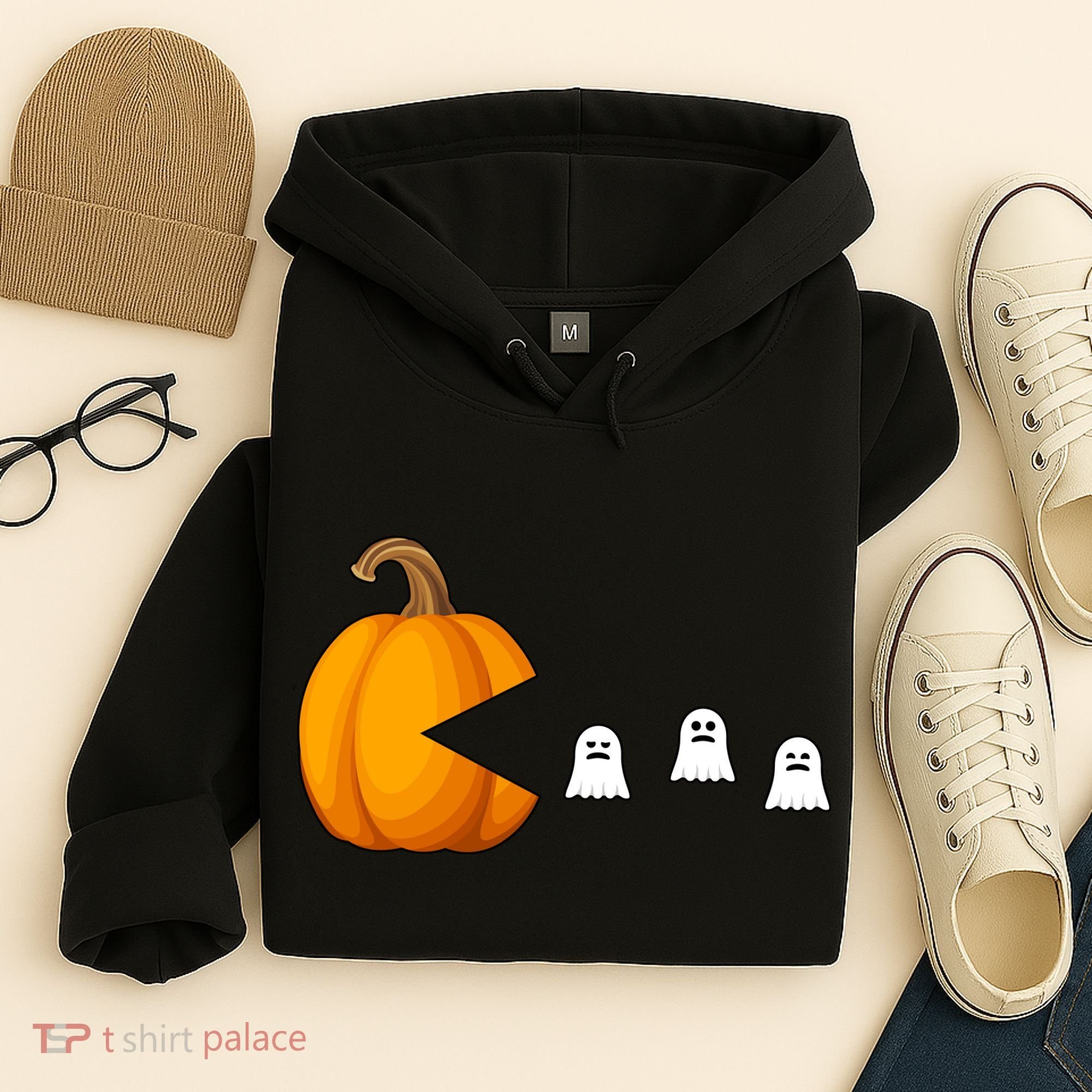 Pumpkin Ghosts Retro Pic Elated Hoodie