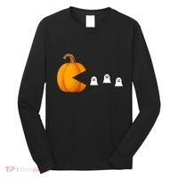 Pumpkin Ghosts Retro Pic Elated Long Sleeve Shirt thumb 0