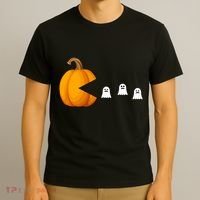 Pumpkin Ghosts Retro Pic Elated T-Shirt thumb 3