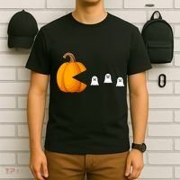 Pumpkin Ghosts Retro Pic Elated T-Shirt thumb 6