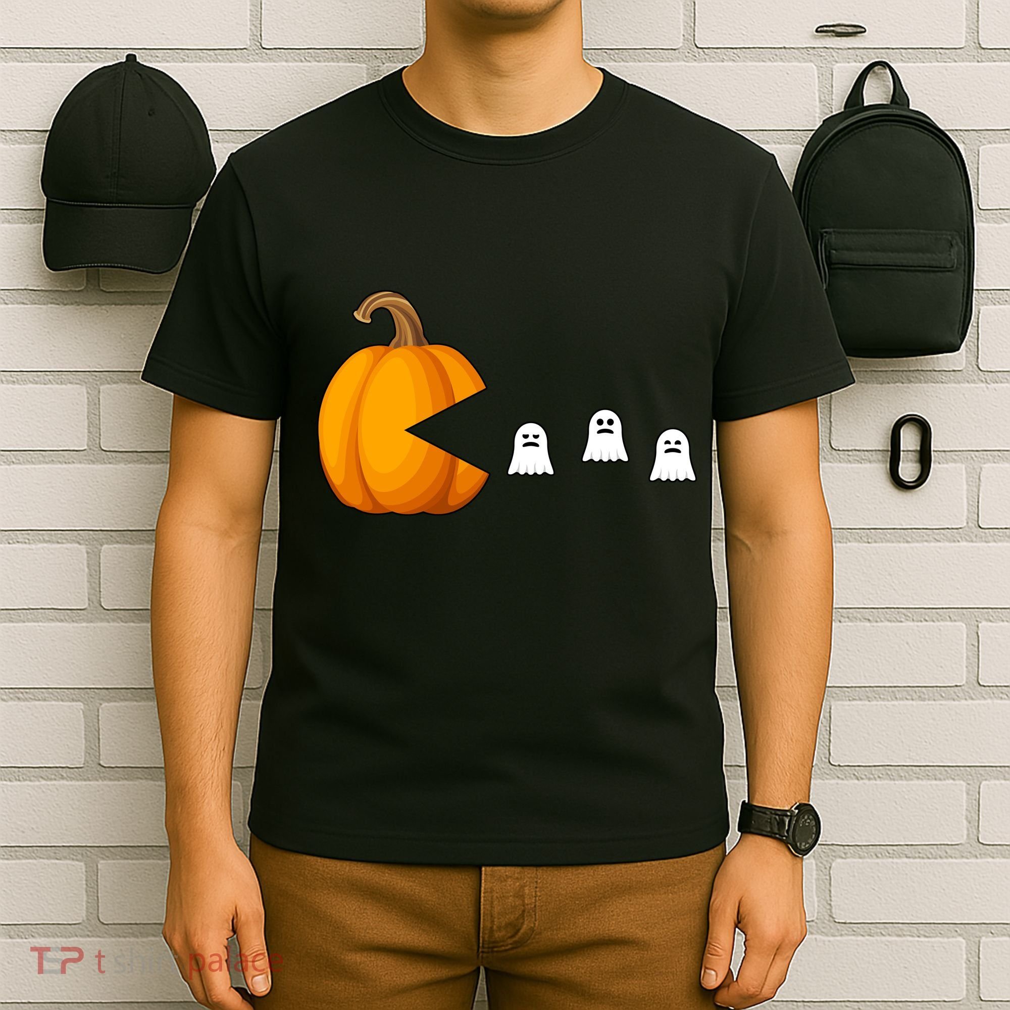 Pumpkin Ghosts Retro Pic Elated T-Shirt
