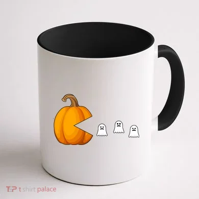 Pumpkin Ghosts Retro Pic Elated Coffee Mug back