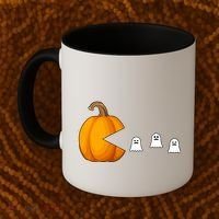 Pumpkin Ghosts Retro Pic Elated Coffee Mug thumb 2