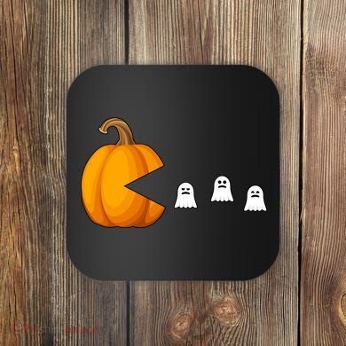 Pumpkin Ghosts Retro Pic Elated Coaster