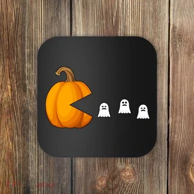 Pumpkin Ghosts Retro Pic Elated Coaster
