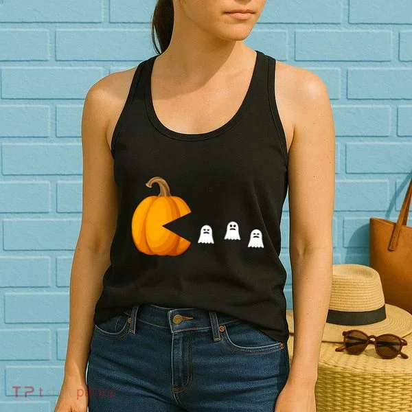 Pumpkin Ghosts Retro Pic Elated Women's Tank Top