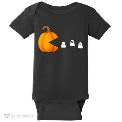 Pumpkin Ghosts Retro Pic Elated Baby Bodysuit