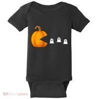 Pumpkin Ghosts Retro Pic Elated Baby Bodysuit thumb 0