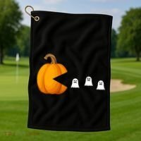 Pumpkin Ghosts Retro Pic Elated Golf Towel thumb 1
