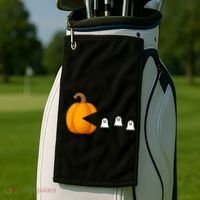 Pumpkin Ghosts Retro Pic Elated Golf Towel thumb 2