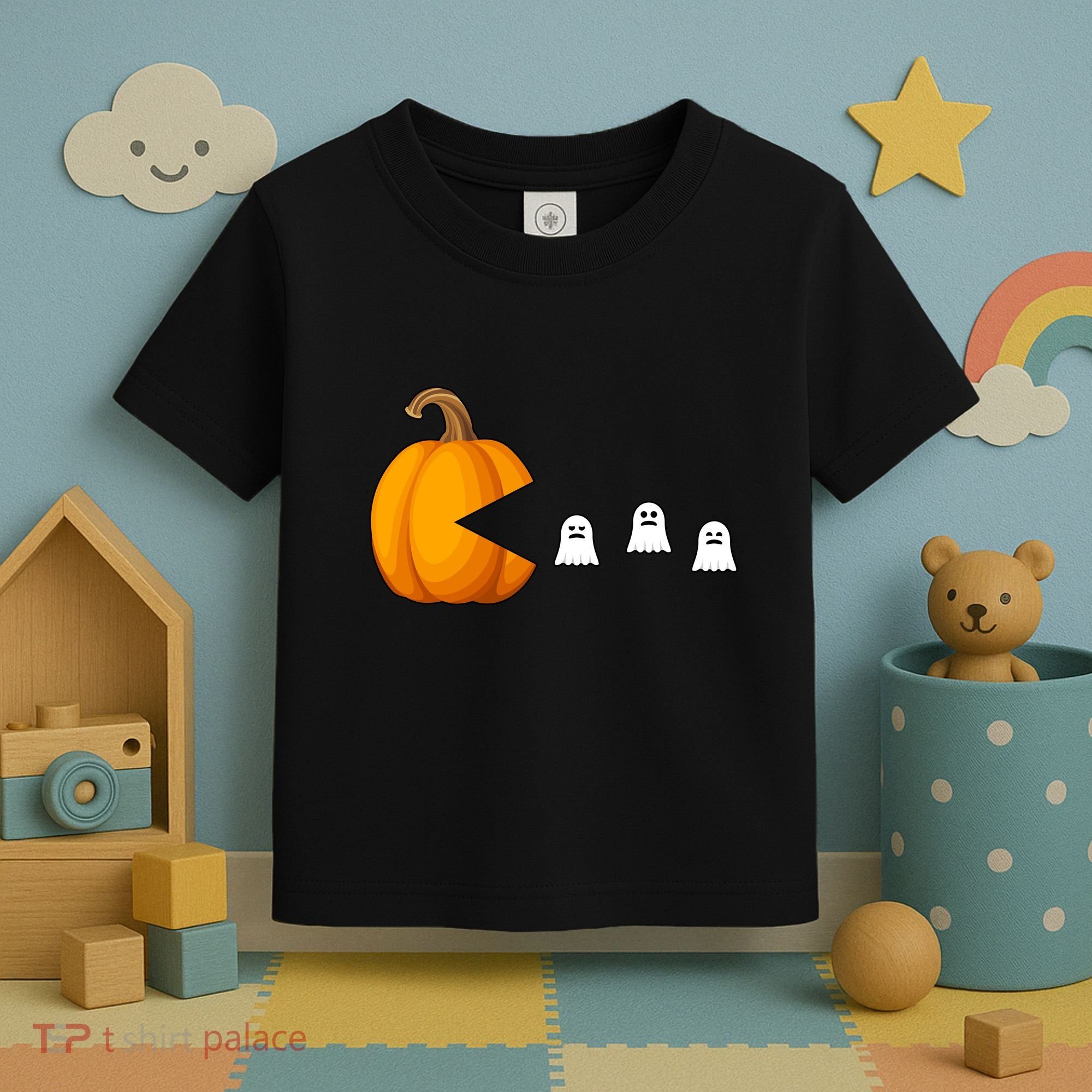 Pumpkin Ghosts Retro Pic Elated Toddler T-Shirt
