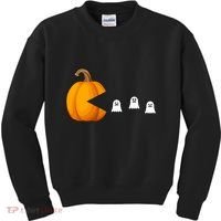 Pumpkin Ghosts Retro Pic Elated Kids Sweatshirt thumb 0
