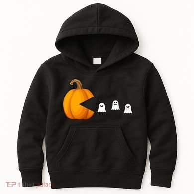 Pumpkin Ghosts Retro Pic Elated Kids Hoodie