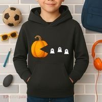 Pumpkin Ghosts Retro Pic Elated Kids Hoodie thumb 2