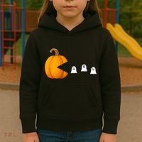 Pumpkin Ghosts Retro Pic Elated Kids Hoodie thumb 3